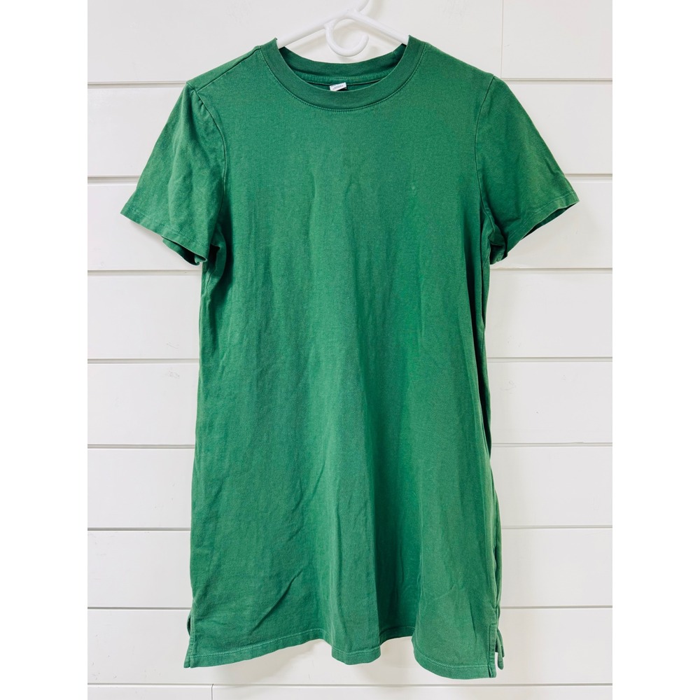 Old Navy Womens XS Green Short Sleeve Crew Neck Cotton T-Shirt Dress Mini Slit